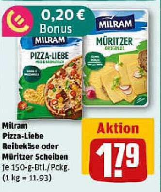 Milram Pizza-Liebe Reibkäse oder Müritzer Scheiben