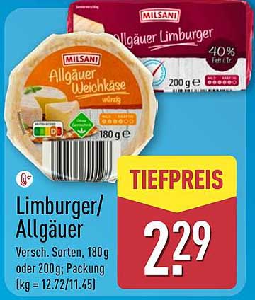 Milsani Limburger/Allgäuer Weichkäse 180g oder 200g