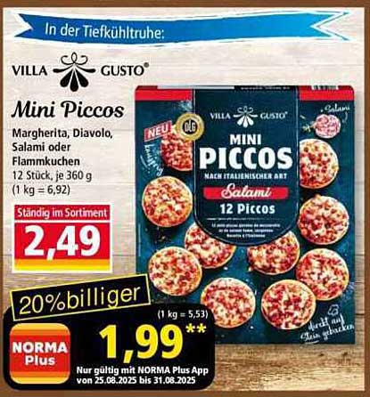 Mini Piccos - Margherita, Diavolo, Salami oder Flammkuchen
