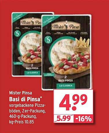 Mister Pinsa Basi di Pinsa* vorgebackene Pizza-böden, 2er-Packung, 460-g-Packung