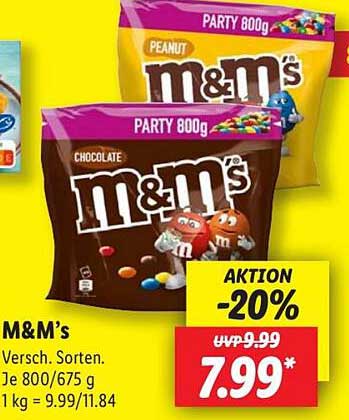 M&M's Party 800g – Verschiedene Sorten