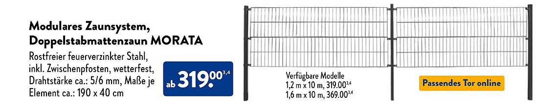Modulares Zaunsystem, Doppelstabmattenzaun MORATA