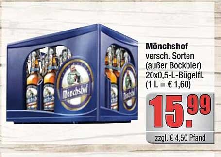 Mönchshof Bier - 20x0,5-L-Bügel Flasche (versch. Sorten, außer Bockbier)