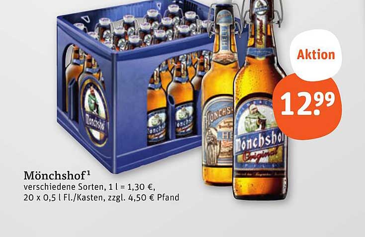 Mönchshof Bier Kasten, verschiedene Sorten