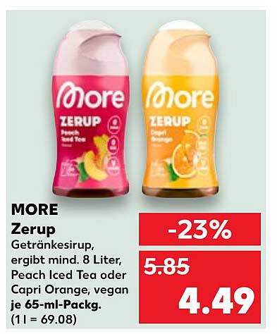 MORE Zerup Getränkesirup - Peach Iced Tea oder Capri Orange