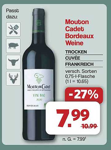 Mouton Cadet Bordeaux Weine - Trockene Cuvée aus Frankreich