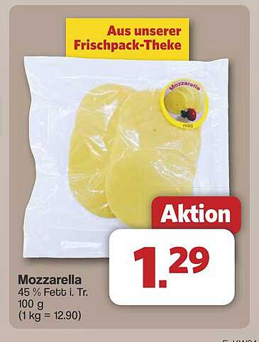 Mozzarella 45 % Fett i. Tr. 100 g