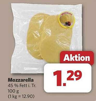 Mozzarella 45 % Fett i. Tr. 100 g