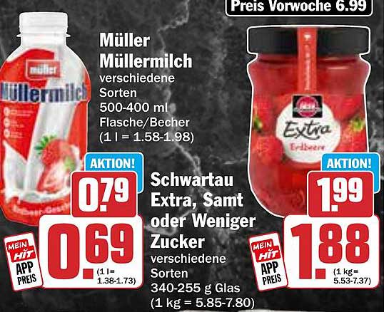 Müller Müller Milch - verschiedene Sorten, 500-400 ml Flasche/Becher