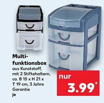Multifunktionsbox aus Kunststoff mit 2 Stiftehaltern