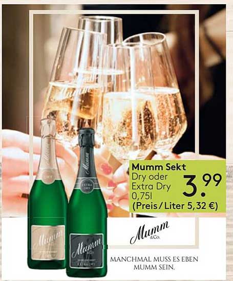 Mumm Sekt Dry oder Extra Dry 0,75l