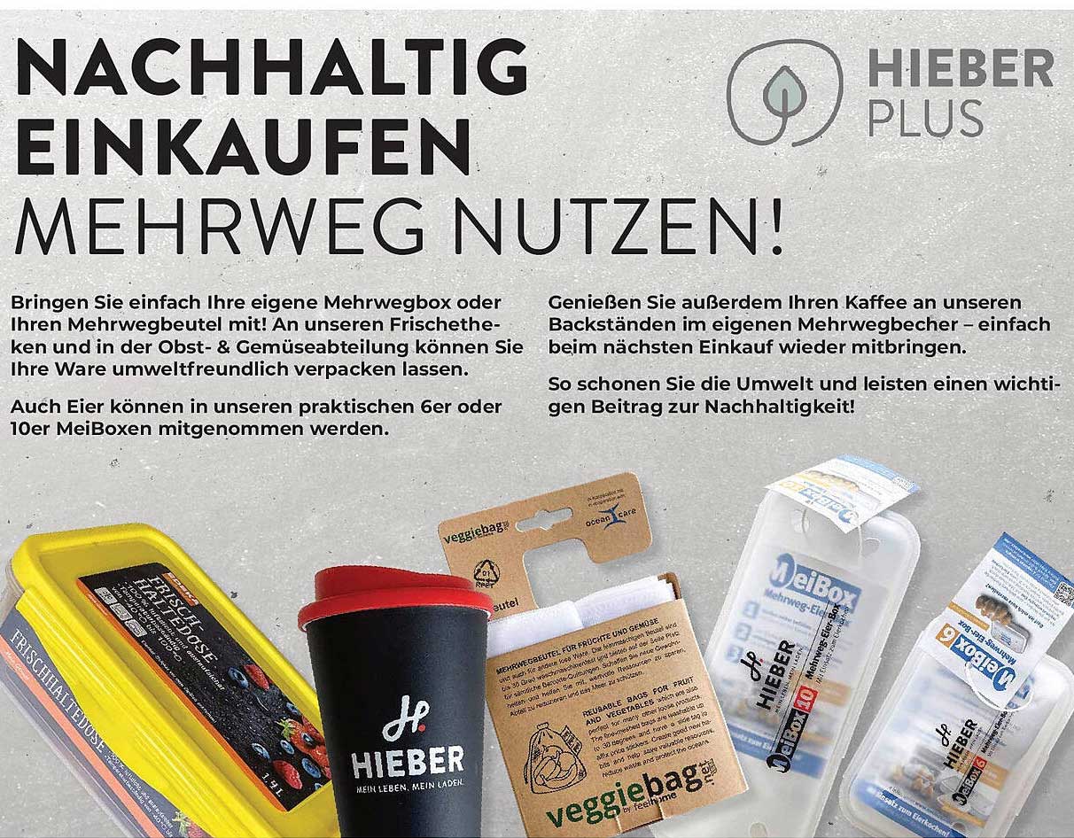 Nachhaltig Einkaufen mit HIEBER: Ihre Mehrwegbox nutzen!
