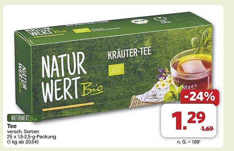 NATURWERT Bio Kräuter-Tee 25 x 1,5-2,5 g-Packung