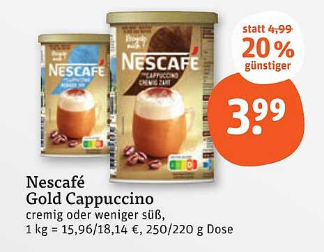 Nescafé Gold Cappuccino cremig oder weniger süß