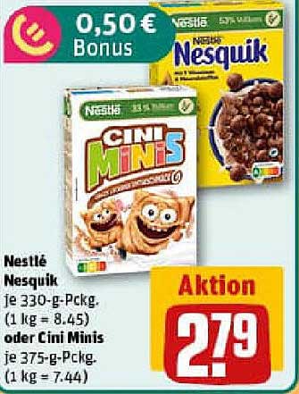 Nestlé Nesquik oder Cini Minis - Aktionspreis nur 2,79 €