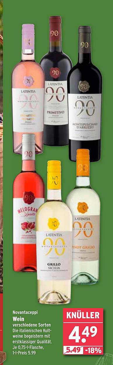 Novantaceppi Wein - Verschiedene Sorten