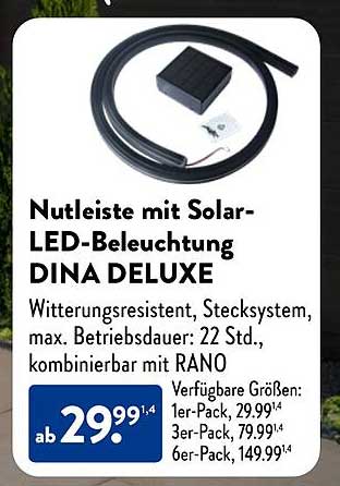 Nutleiste mit Solar-LED-Beleuchtung DINA DELUXE