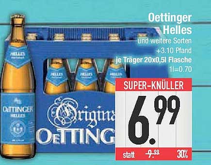 Oettinger Helles 20 x 0,5 l Flaschen