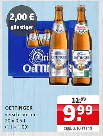 OETTINGER - verschiedenste Sorten, 20 x 0,5 l