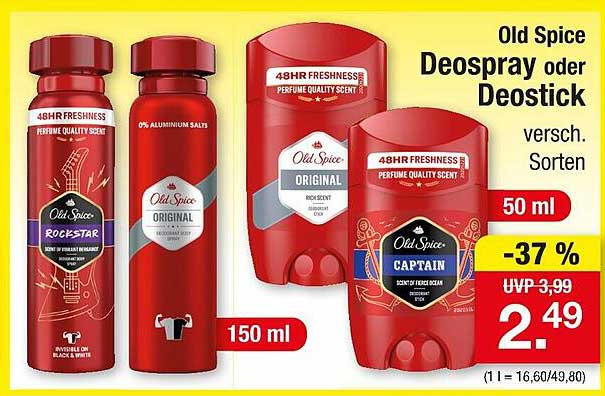 Old Spice Deospray oder Deostick - Verschiedene Sorten