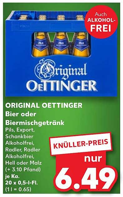 ORIGINAL OETTINGER Bier oder Biermischgetränk