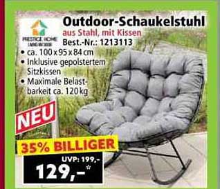 Outdoor-Schaukelstuhl aus Stahl, mit Kissen