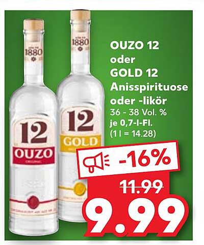 OUZO 12 oder GOLD 12 Anisspirituose oder -likör