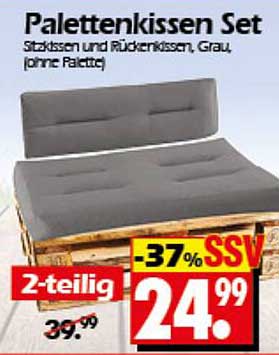 Palettenkissen Set - Sitzkissen und Rückenkissen, Grau