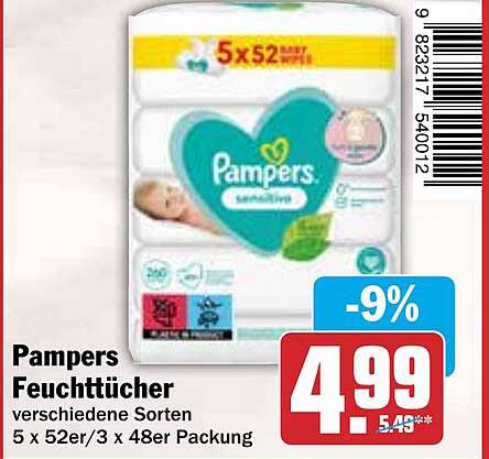 Pampers Feuchttücher verschiedene Sorten 5 x 52er/3 x 48er Packung