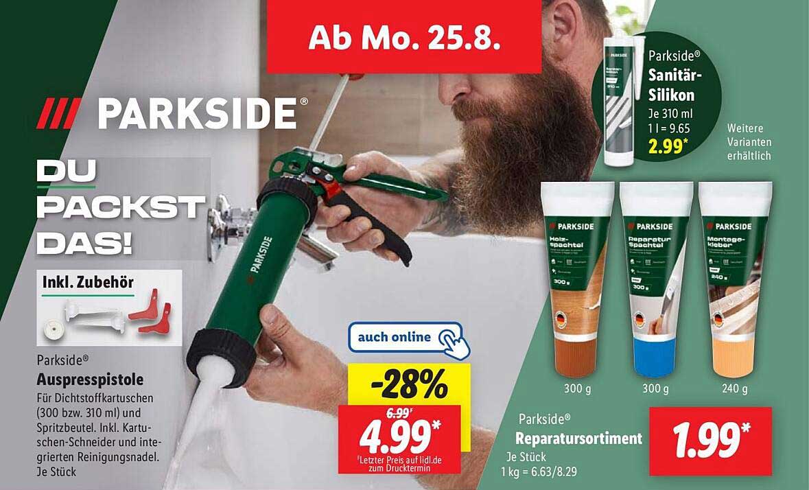 Parkside Auspresspistole mit Zubehör
