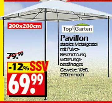 Pavillon aus stabilem Metallgestell mit Pulverbeschichtung