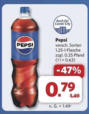 Pepsi 1,25-Liter-Flasche - Jetzt zum Schnäppchenpreis