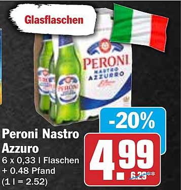 Peroni Nastro Azzurro – 6 x 0,33 l Flaschen
