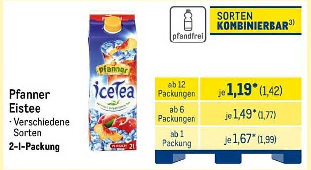 Pfanner Eistee – Verschiedene Sorten – 2-l-Packung