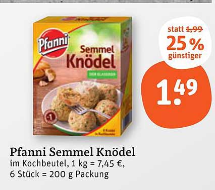 Pfanni Semmel Knödel im Kochbeutel, 200 g Packung