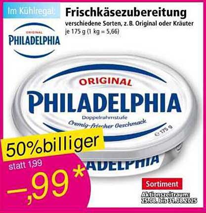 Philadelphia Frischkäsezubereitung - 50% günstiger
