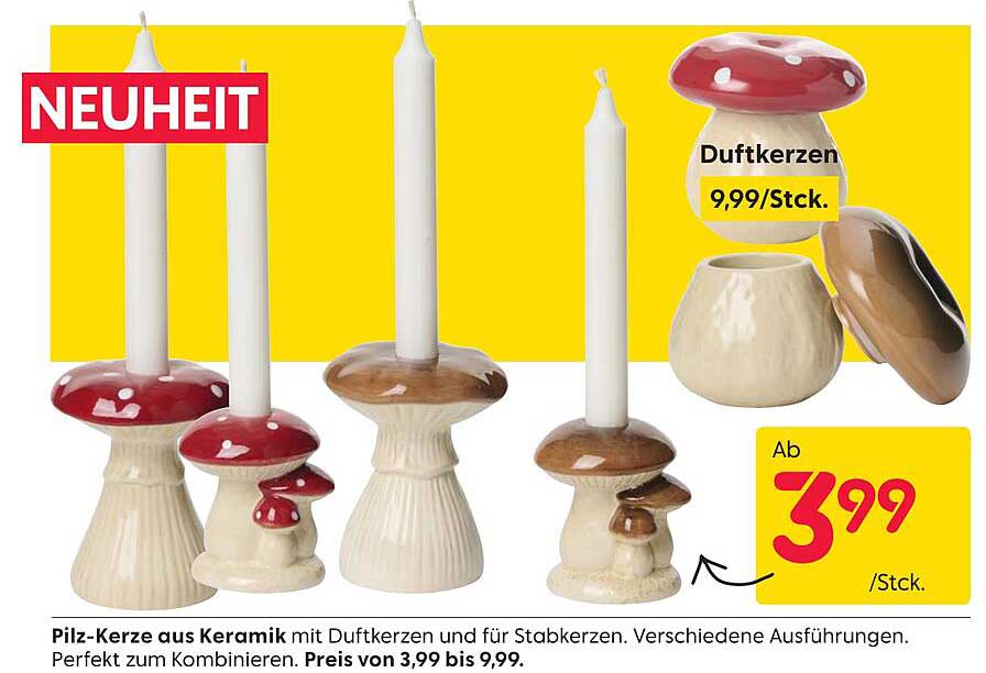 Pilz-Kerze aus Keramik - Duftkerzen und Stabkerzen Halter