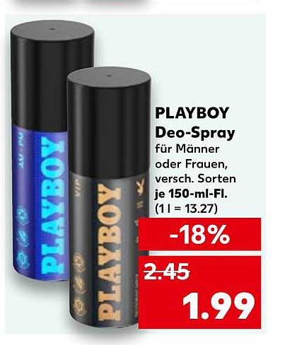 PLAYBOY Deo-Spray für Männer oder Frauen, verschiedenste Sorten je 150-ml-Fl.