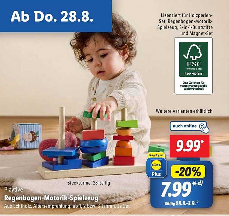 Playtive Regenbogen-Motorik-Spielzeug, 28-teilig