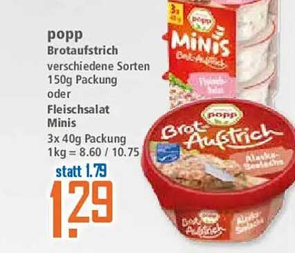popp Brotaufschnitt verschiedene Sorten 150g Packung