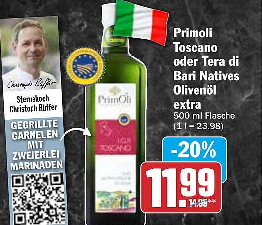 Primoli Toscano oder Tera di Bari Natives Olivenöl extra 500 ml