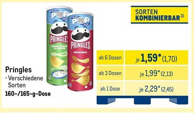 Pringles – Verschiedene Sorten 160-/165-g-Dose