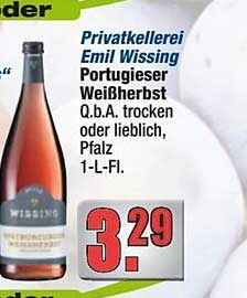 Privatkeller Emil Wissing Portugieser Weißherbst Q.b.A. trocken oder lieblich, Pfalz 1-L-Fl.