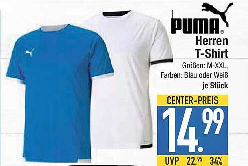 PUMA Herren T-Shirt in Blau oder Weiß, Größen M-XXL