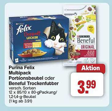 Purina Felix Multipack Portionsbeutel oder Beneful Trockenfutter