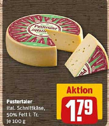 Pustertaler itl. Schnittkäse, 50% Fett i. Tr. je 100 g