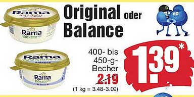 Rama Original oder Balance 400- bis 450-g-Becher