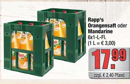 Rapp's Orangensaft oder Mandarine 6x1-L-Fl.