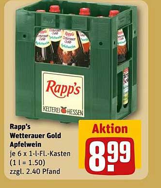 Rapp's Wetterauer Gold Apfelwein 6 x 1-L-Preisaktion