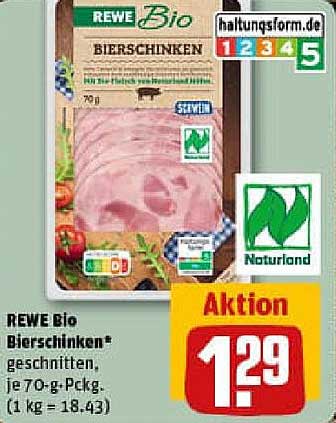 REWE Bio Bierschinken, je 70-g-Pckg.